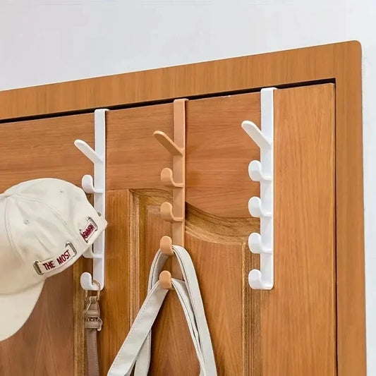 1pc Bedroom Door Hanger Clothes Hanging Rack Over The Door Plastic Home Storage Organization Hooks, Purse Holder For Bags Rai