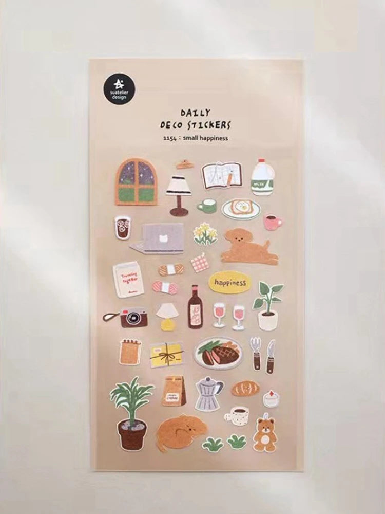 Korean Suatelier Stickers Cute Home Style Scrapbooking DIY Junk Journal Diary Stationery Deco Sticker Handiwork Craft Supplie