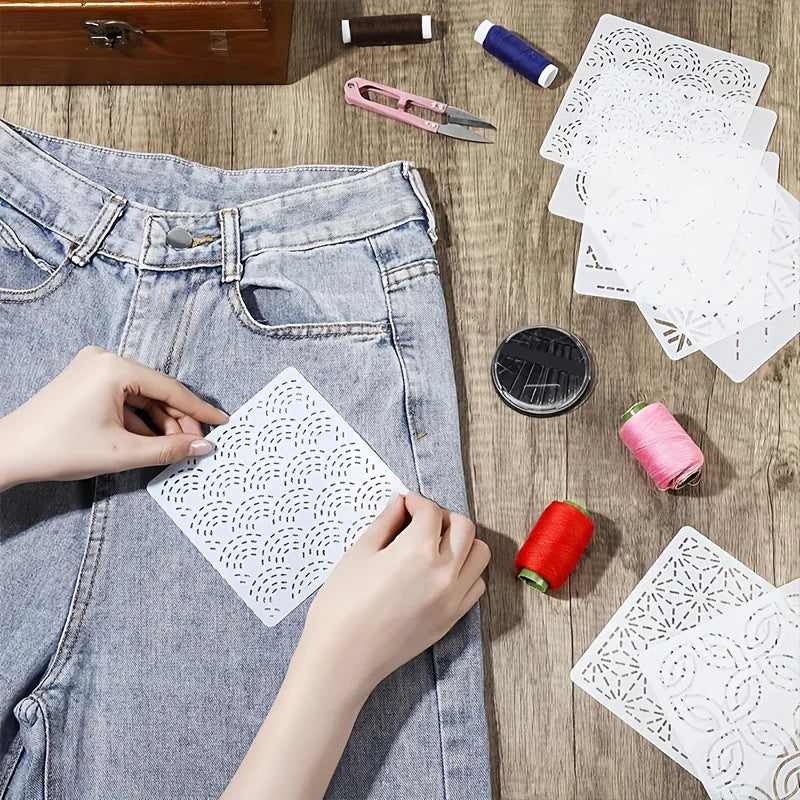 30Pcs Embroidery Templates DIY Embroidery Patterns Geometric Line Quilting Template Reusable for Sewing Hand Quilting