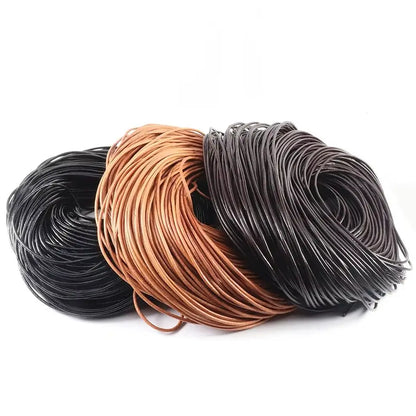 2-5 Yards 100% Genuine Cow Leather Round Thong Cord Leather Cord String Rope for DIY Necklace Bracelet DIY Jewelry Making