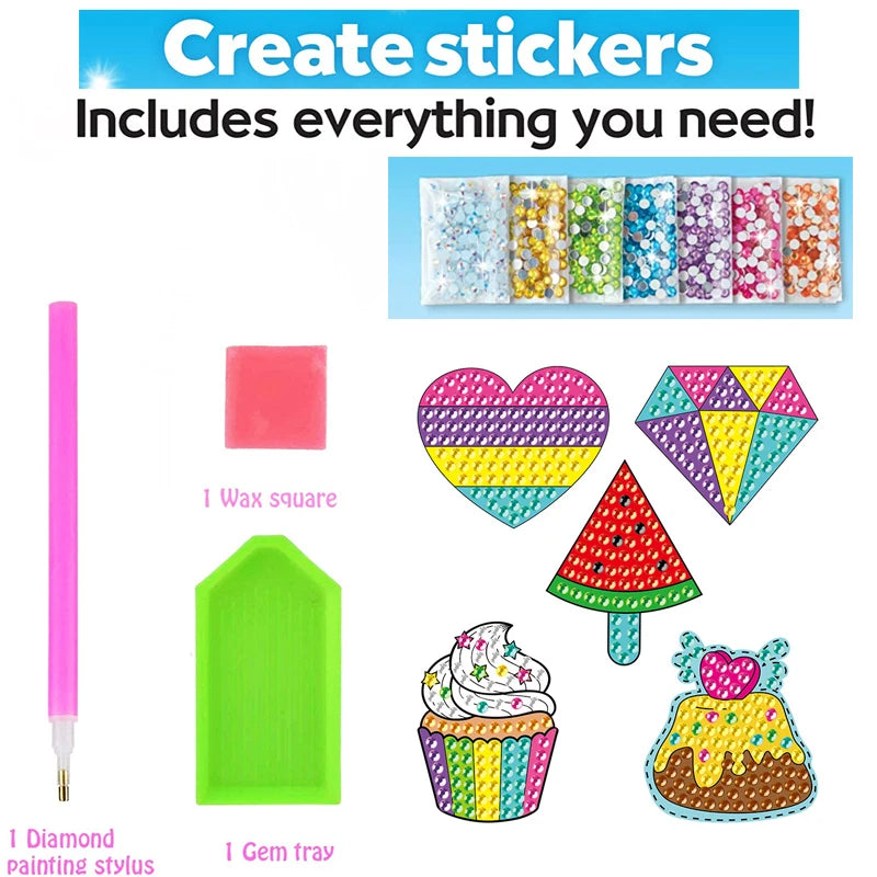 12 Create Big Gem Diamond Painting Sticker Kit Art Craft Girls Boys Unicorn Animal Sealife Magical Mosaic Dot Sticky Toys Gif