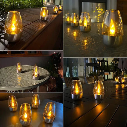LED Solar Candles Light Flameless Rechargeable Night Light For Wedding Party Garden Decor Outdoor Waterproof Solar Candles La