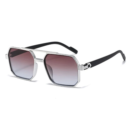 Hiking New Fashion Double Beam Polygonal Anti Light Glasses Retro Personalized Trendy Large Frame Eyewear European and Americ