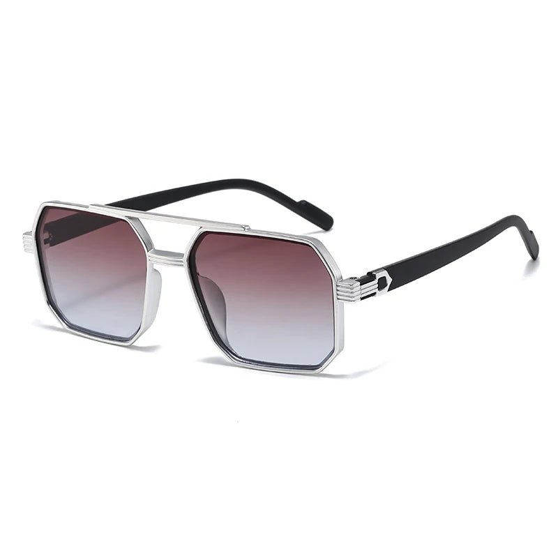 Hiking New Fashion Double Beam Polygonal Anti Light Glasses Retro Personalized Trendy Large Frame Eyewear European and Americ