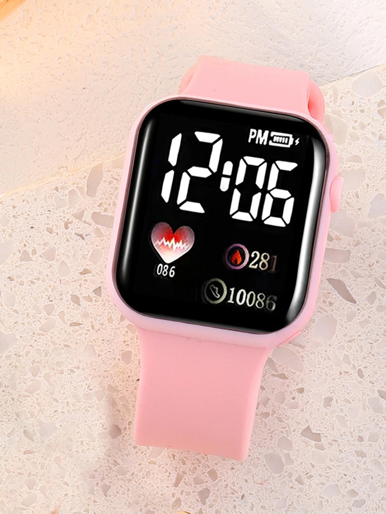 Love Pattern Electronic Watch And Butterfly Accessories Set Birthday Gift (No Box Included)
