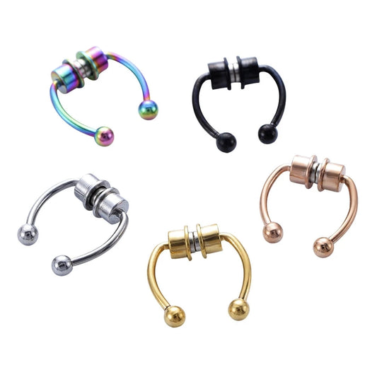 Women Fake Piercing Nose Ring Hoop Septum Non Piercing Nose Clip Rock HipHoop Stainless Steel Magnet Fashion Punk Body Jewelr
