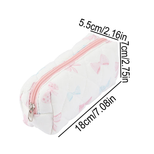 1 pc Beautiful bowknot single-layer pencil case, floral pattern design storage bag, a must-have for back to school season