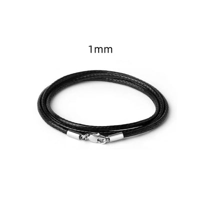 Black Genuine Leather Rope Necklace With Clasp Cord Chain Line String For DIY Pendant Jewelry Making Accessories Supplies Men