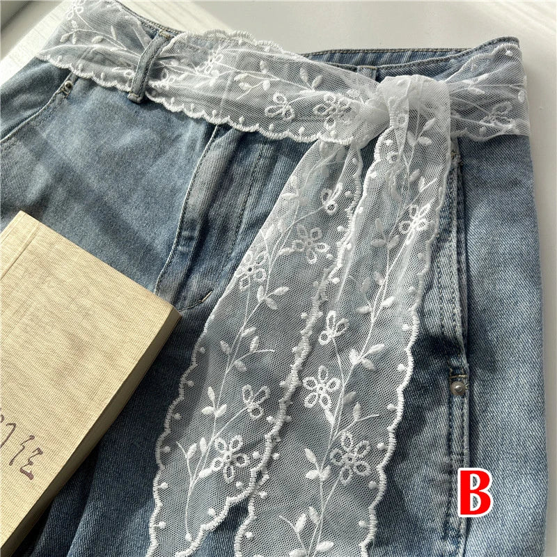 Sweet Lace Elastic Bow Tie Bohemian Waist Chain Belt for Women Fashion Sweater Chain Waist Seal Body Decor Accessories - Styl