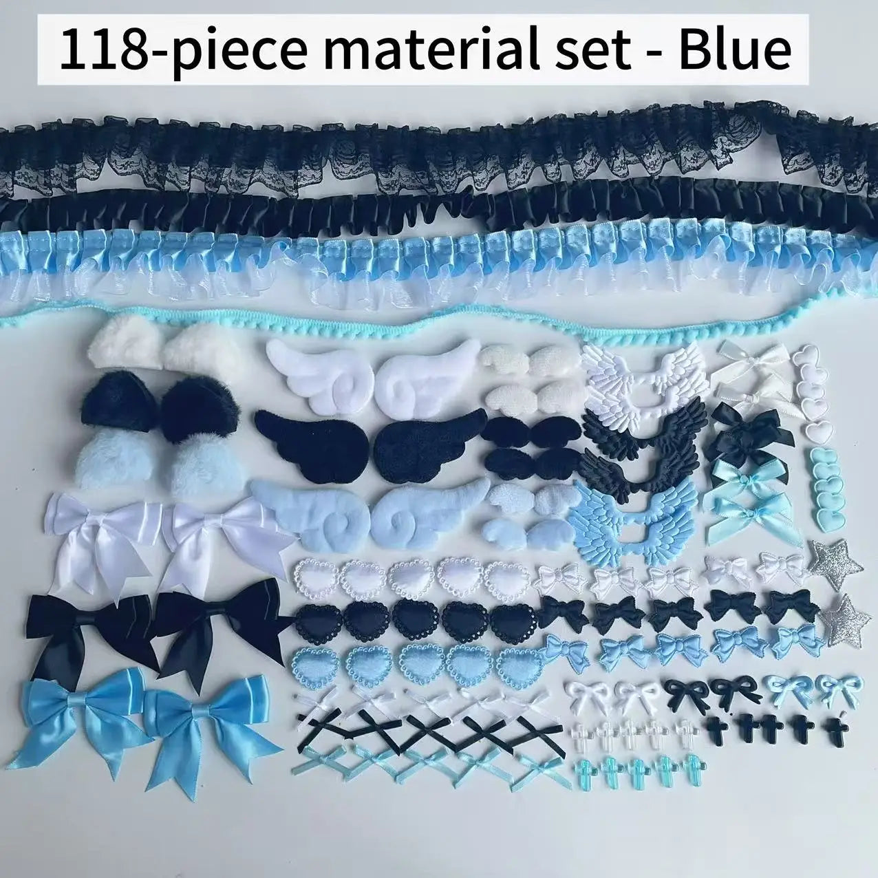 118 Black Color Series Accessories Set Pink Lace Material Set Handmade DIY Accessories Pain Pack Material Pack - Blue