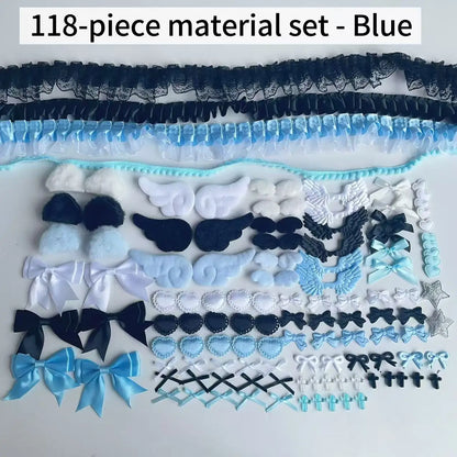 118 Black Color Series Accessories Set Pink Lace Material Set Handmade DIY Accessories Pain Pack Material Pack - Blue