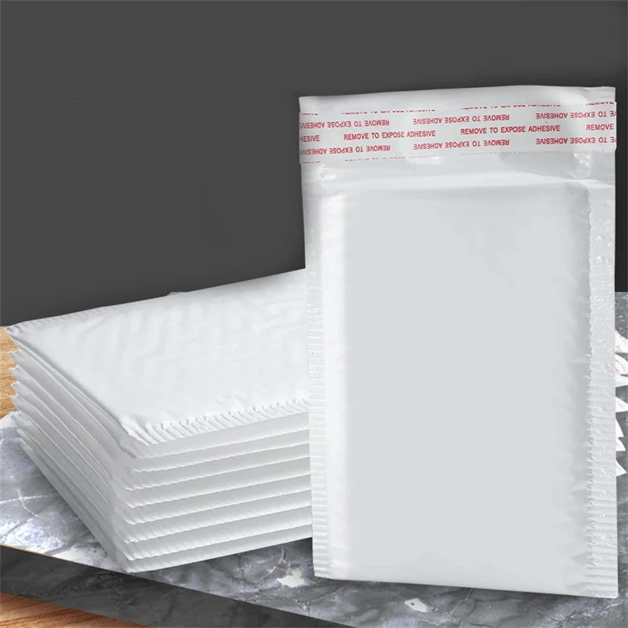 50pcs Pearlescent Film Waterproof Bubble Bag Packaging Express Bag White Foam Self Seal Pack Bag ShippingbagThickened Envelop