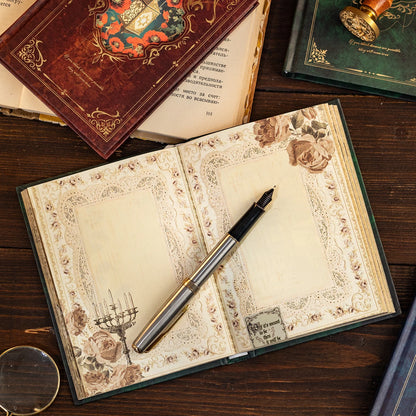 Mr.Paper 192pcs Vintage Style Notebook Set, Gold Foil Writing Pad for Journaling Note Taking, Retro Stationery Paper Sheets