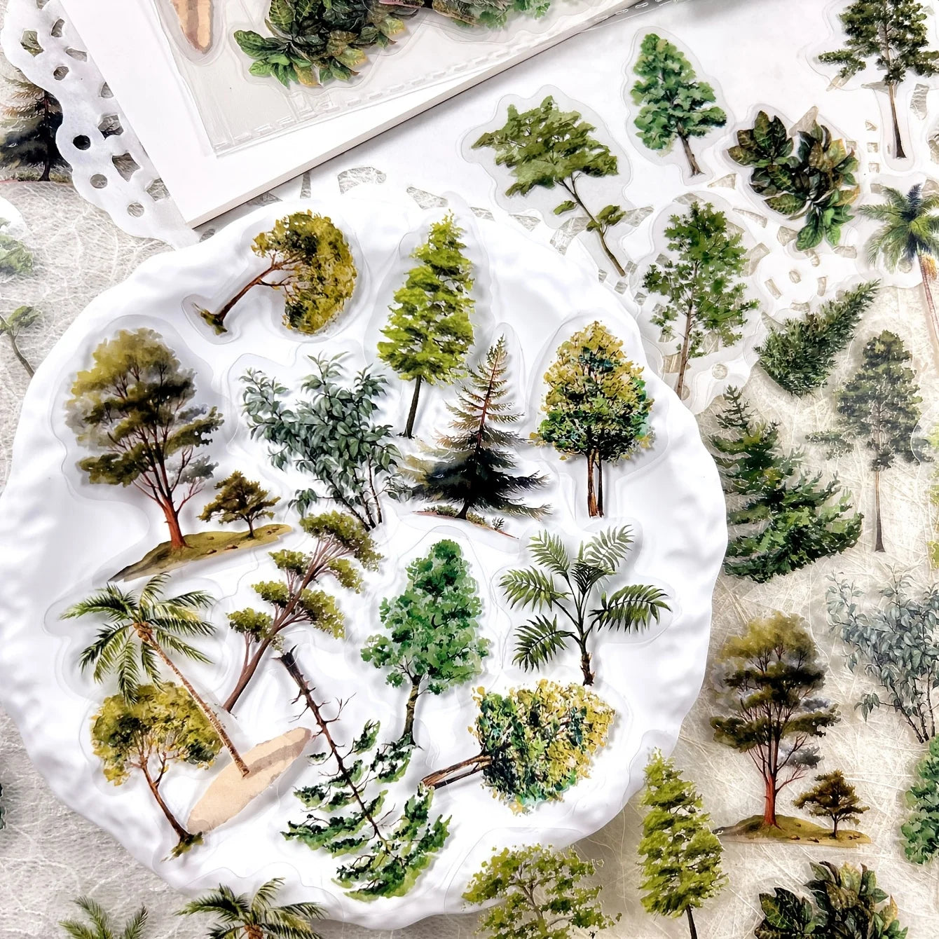 JIANQI 40pcs/pack Many Tree Materials stickers Four Season Decor DIY Hand Account Diary Scrapbooking Album Stickers Craft - L