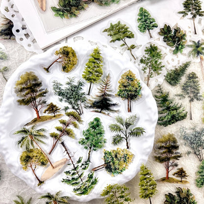 JIANQI 40pcs/pack Many Tree Materials stickers Four Season Decor DIY Hand Account Diary Scrapbooking Album Stickers Craft - L