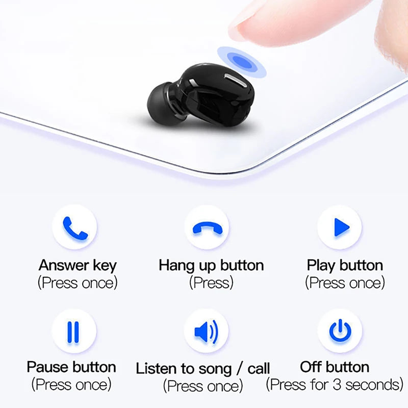 New Wireless Earphones Bluetooth 5.0 Headphones With Mic in-Ear Sports Waterproof TWS Earbuds Bluetooth Handsfree Single Head