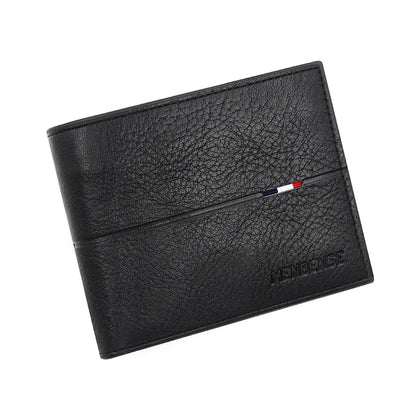 Men's Wallet Large Capacity Multi-Function Short Wallet Multi-slot Zipper Coin ID Credit Card Holder Men's Wallet Purse - Bla