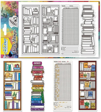 Bookcase Clear Stamps Reading Records Transparent Stamps Puppy Silicone Clear Stamp Seals for DIY Scrapbooking Photo Album - 