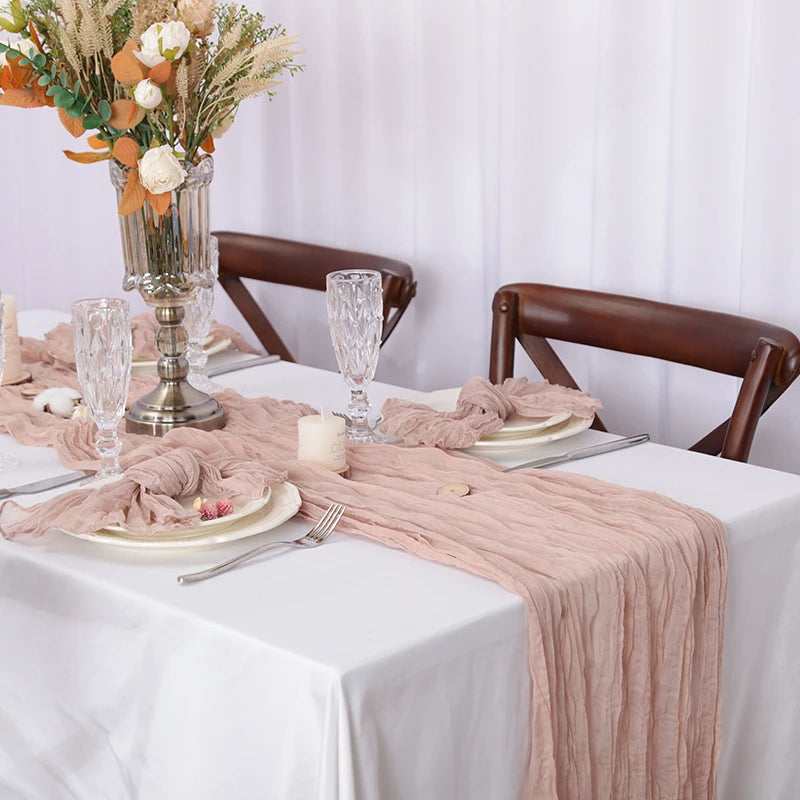 Event Designing Table Runner Cheese Cloth Gauze Crepe Rustic Wedding Party Decor Farmhouse Tabledecor House Warming Gift East
