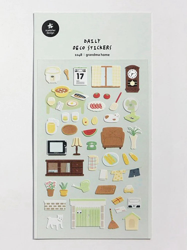Korean Suatelier Stickers Cute Home Style Scrapbooking DIY Junk Journal Diary Stationery Deco Sticker Handiwork Craft Supplie