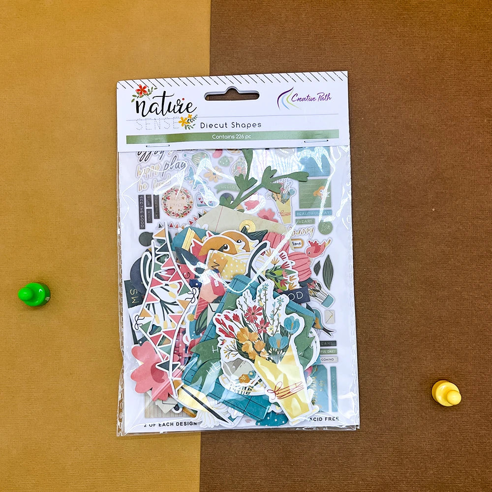 Creative Path 226pcs Nature Sense Scrapbooking Die Cuts Ephemera Green Blue Leaves Paper Diecuts For Journaling DIY Card Maki