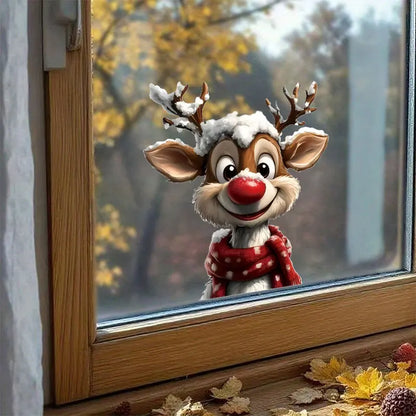 1PC Christmas Reindeer Window Stickers Waterproof for Home Decoration Window Glass Door DIY BathRoom Wall Universal Vinyl Dec