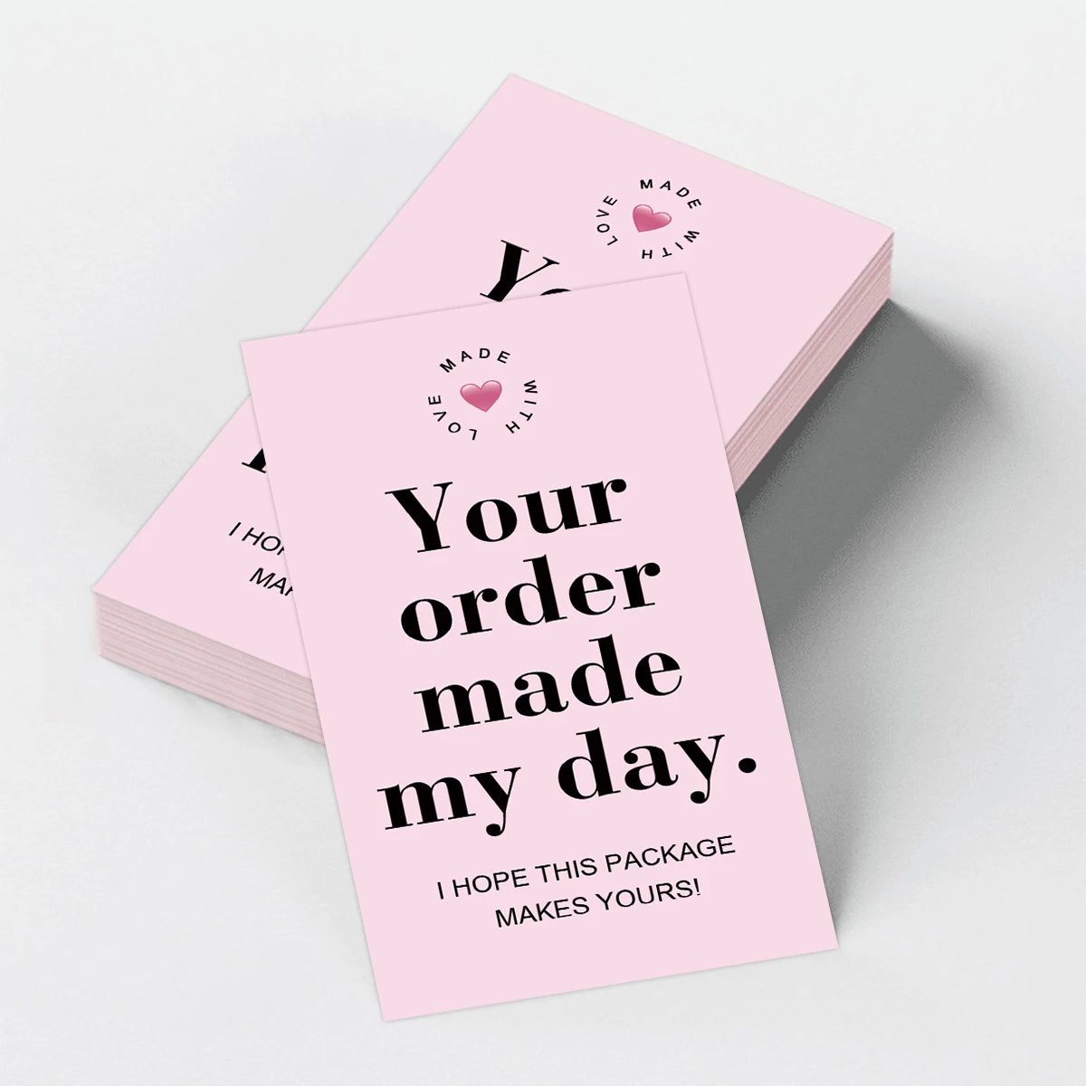 50pcs Pink Thank You Cards With'your Order Made My Day'message,Appreciation Card For Small Business Package,Retailer Thanks N