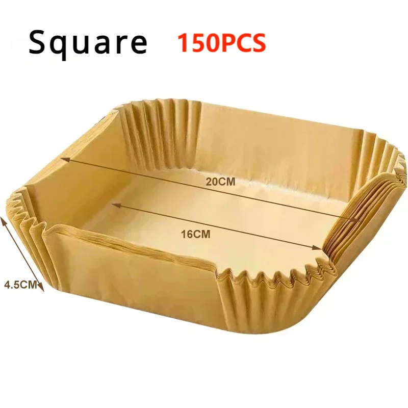 100 Air Friyer Liners Paper Square Round Parchment Disposable Paper Liner for Air Fryer Roasting Non-Stick Baking Accessories