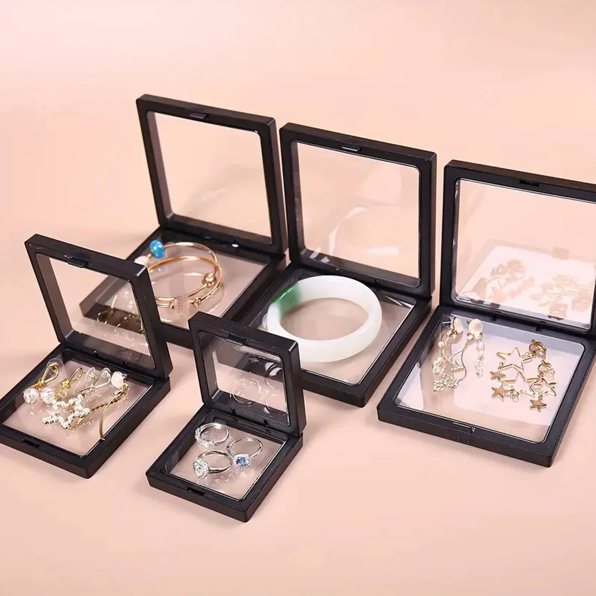 10pcs, Transparent Floating Display Box, Plastic Film Jewelry Packaging Box, Jewelry, Necklace, Ring, and Collectible Storage