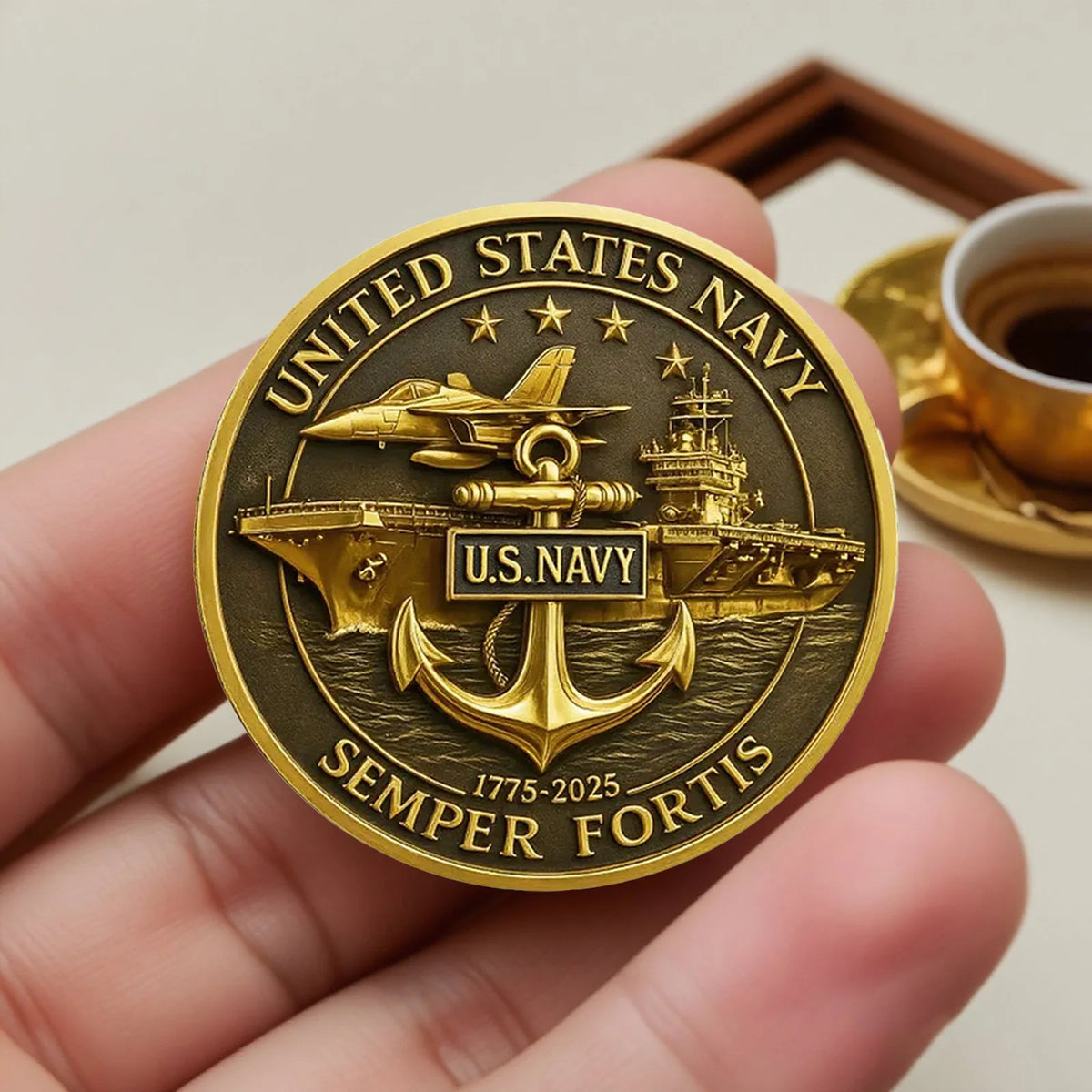 2D UV 1775-2025 250th Anniversary Gold Plated Collection Coin United States Semper Fortis Souvenir Coin
