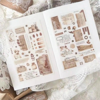 Journal Pages Vintage Travel Around The World Coffee Transfer Sticker for Card Making DIY Scrapbooking Decorative Sticker She