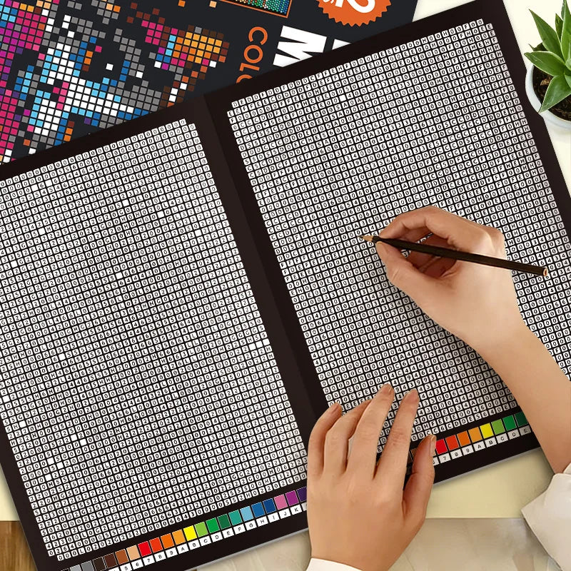 32 Pages Mystery Mosaic Color By Number Coloring Book for Adults Pixel Art Stress Relief