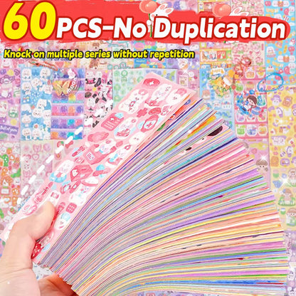 20-200 PCS Cute Stickers Goo Card Kawaii Cartoon Laser Sticker No repeat for Diary DIY School Students Decoration Stationery 