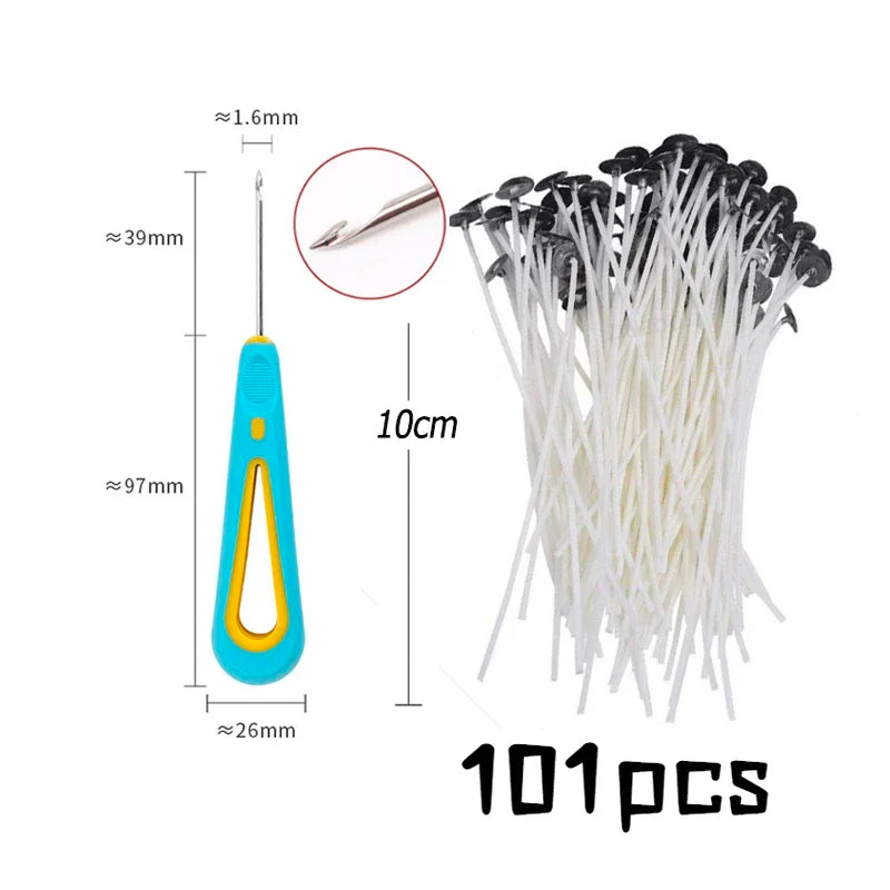 Multiple Sizes Waxed Cotton Thread Candle Wick 100pcs/set Smokeless Wick & Holder Candle Making Set Accessories Wicks Bracket
