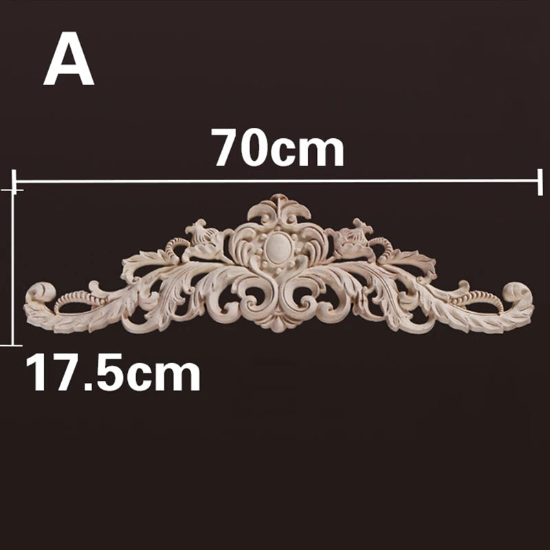 Wood Appliques and Onlays Natural Furniture Wall Door Woodcarving Decorative Long Flower Wooden Figurines Crafts Corner Frame
