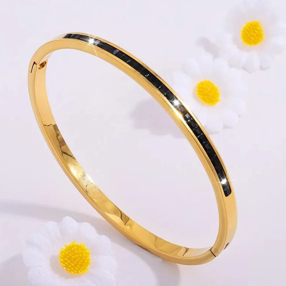 ZAKOL 5/1pcs Sparkling Zirconia Inlaid Stainless Steel Bracelet Set for Women Stackable Bangles Fashion Non Fading Jewelry Gi
