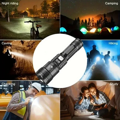 100000LM Super Bright Flashlight Rechargeable LED Torch Long Range Tactical Lamp for Outdoor Waterproof Camping Fishing Lante