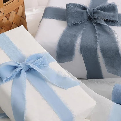 5m/Roll Frayed Silk Ribbon Edged Wrinkle Chiffon Handmade Ripped Wedding Party Flower Bouquet Gift Packing Decorations DIY Cr