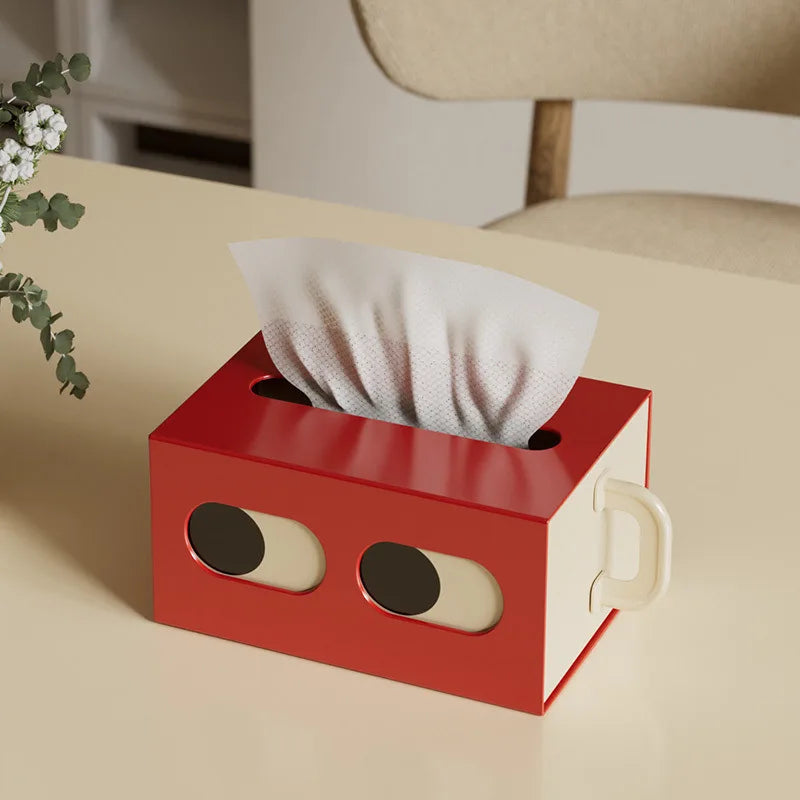 Tissue Box Table Napkin Rings Tissue Case Paper Box Container Solid Storage Box Home Table Decoration - Red