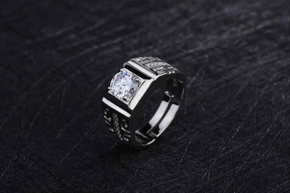 Charm 925 Sterling Silver Rings For men Shining crystal adjustable size Fashion Gifts engagement wedding Jewelry