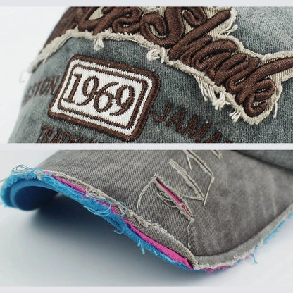 Washed Cotton 1969 Embroidery Baseball Caps For Women Men Sport Visors Vintage Snapback Cap Unisex-Teen Hip Hop Hat Bone Dad 
