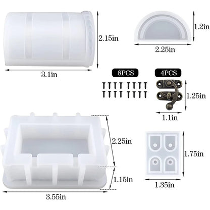 DIY Storage Box Silicone Mould Set Treasure Chest Jewelry Organizer Resin Molds Gypsum Clay Crafts Making Supplie for Home De