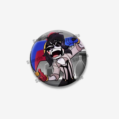 Creative Funny P-Pomni Enamel Pins Cute Cartoon Character Round Brooch DIY Backpack Jacket Collar Badge Jewelry Gifts for Fri