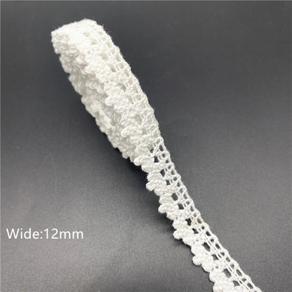 10mm-50mm 2yards White 100%Cotton Lace Ribbon For Apparel Sewing Fabric Trim Cotton Crocheted Lace Ribbon Handmade Accessorie