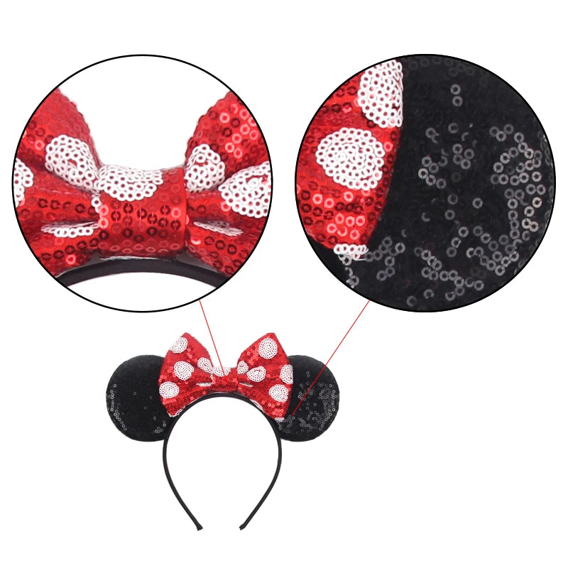 New Christmas Halloween Mouse Ears Headband Cartoon Sequin Bows Headband Birthday Party Princess Cosplay Costume For Women Ad