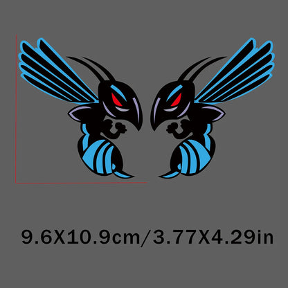 2PCS/SET Angry Wasp Pattern Stickers, Multi Color Waterproof Decals, For Car Truck Bike Body Decor - blue