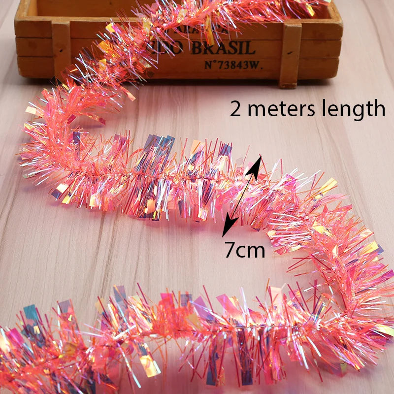 2m Gorgeous Colorful Foil Madder Christmas Tree Garland Birthday Party Wedding Decor Thanksgiving Home Decoration Supplies