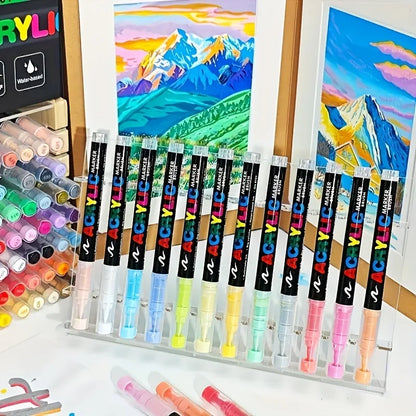 Heart Acrylic Pendants, 72-Color Acrylic Markers, Vibrant Paint Pens for Wood, Rock, Canvas Art, DIY Crafts, Safe for Kids