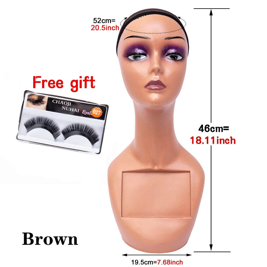 Manikin Wig Display Stand Female Mannequin Pvc Realistic Mannequin Head Bust For Wigs Display Making Styling Hats,Sunglasses 