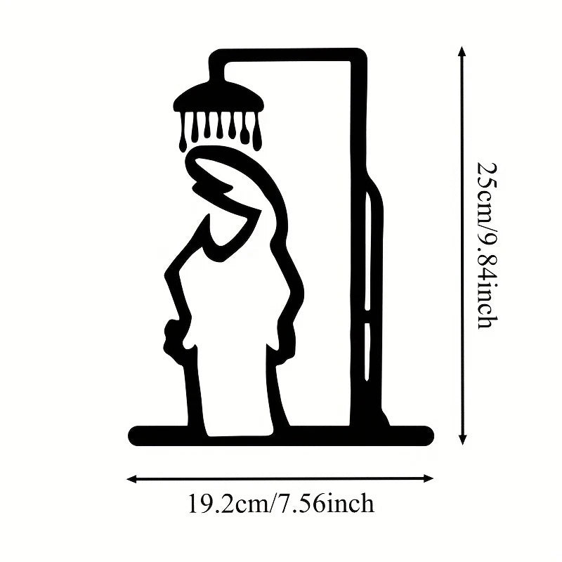 Bathroom Sign Black Shower Figure Wall Decoration Minimalist Line Rustic Door Sign Funny Shower Man Wall Art Home Decor - E